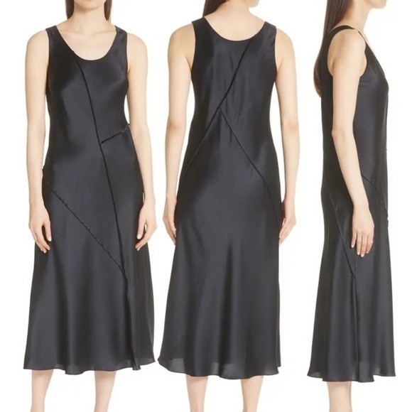 Vince Raw Edge Navy Silk Tank Dress Size Medium - Picture 4 of 11